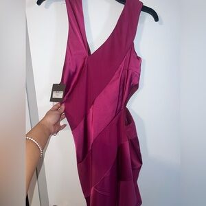 Magenta One-Shoulder Short Dress